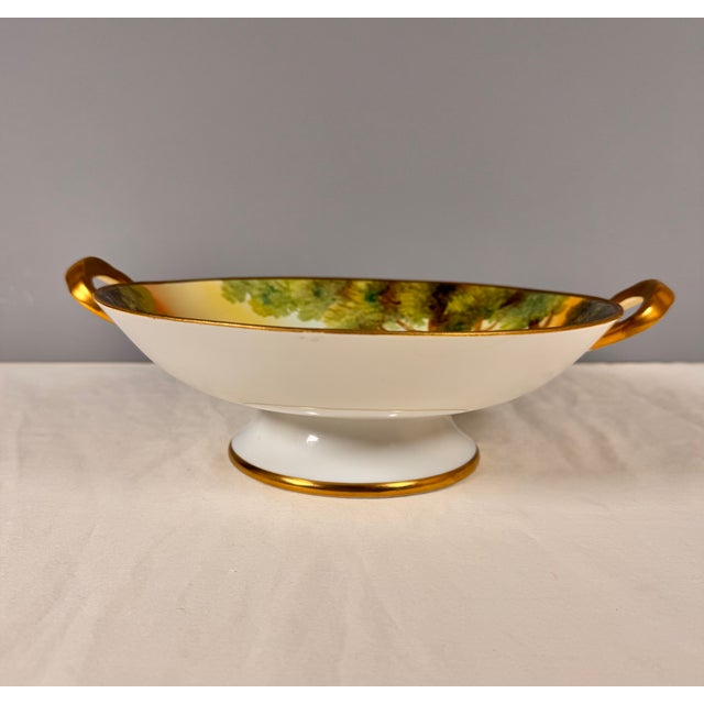 Antique Hand-Painted Nippon Scenic Handled Bowl, Green Wreath Mark, 9.75″ For Sale - Image 11 of 11