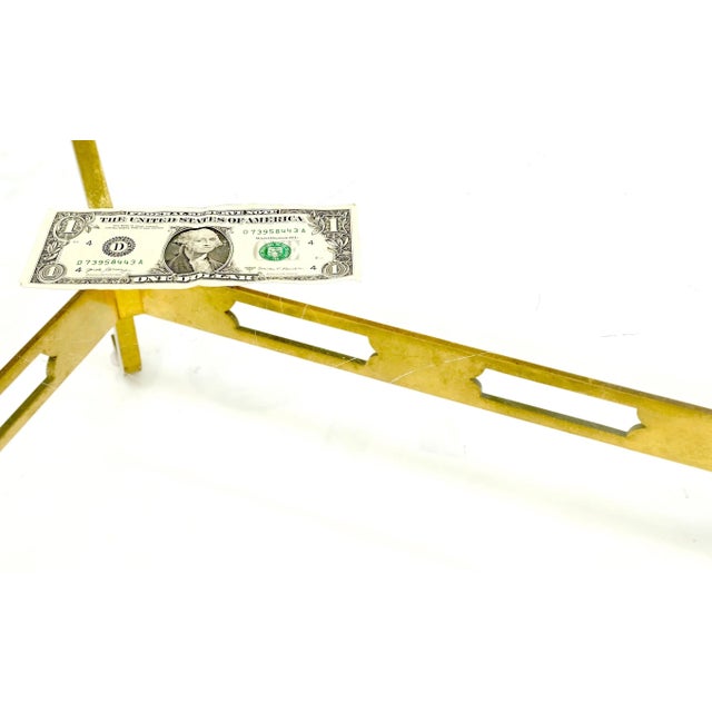 Mid-Century Modern Square Solid Bronze Tassels Decorated Base 3/4" Glass Top Coffee Center Table For Sale - Image 3 of 12