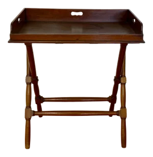 19th Century Mahogany Serving Tray on Folding Stand