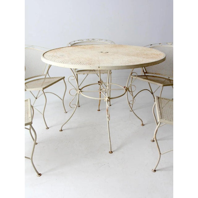Mid-Century Modern Mid-Century Wrought Iron & Mesh Patio Set of 6 For Sale - Image 3 of 12