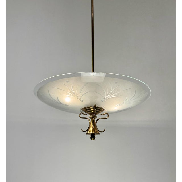 1950s Glass Hanging Lamp by Pietro Chiesa for Fontana Arte For Sale - Image 5 of 9