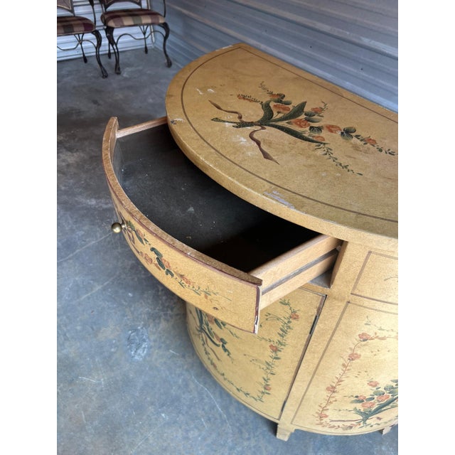 Vintage Hand Painted Half-Moon Cabinet For Sale - Image 4 of 4
