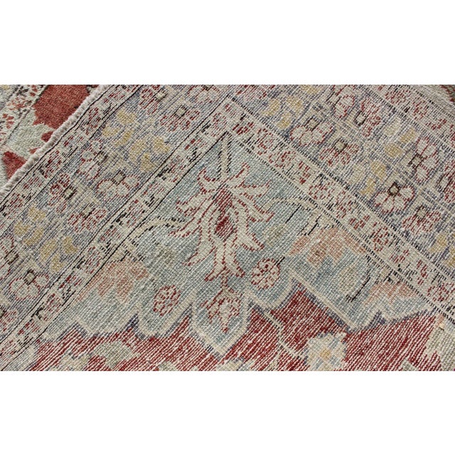 Vintage Turkish Sivas Fine Rug in Red, Light Blue, Gray & Light Yellow Green For Sale In Atlanta - Image 6 of 7