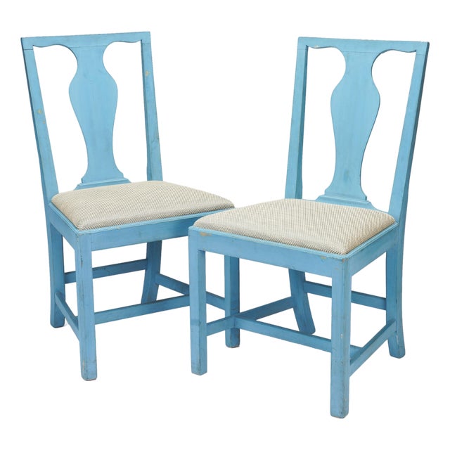 Pair of Painted Academic Revival Slip Seat Side Chairs, 1940 For Sale