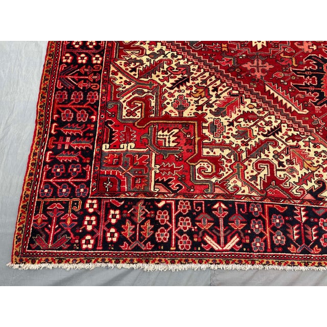 Vintage Caucasian Tribal Rug 10'2" X 12'9" – Oversized Heriz Design Wool Living Room Carpet For Sale - Image 6 of 9