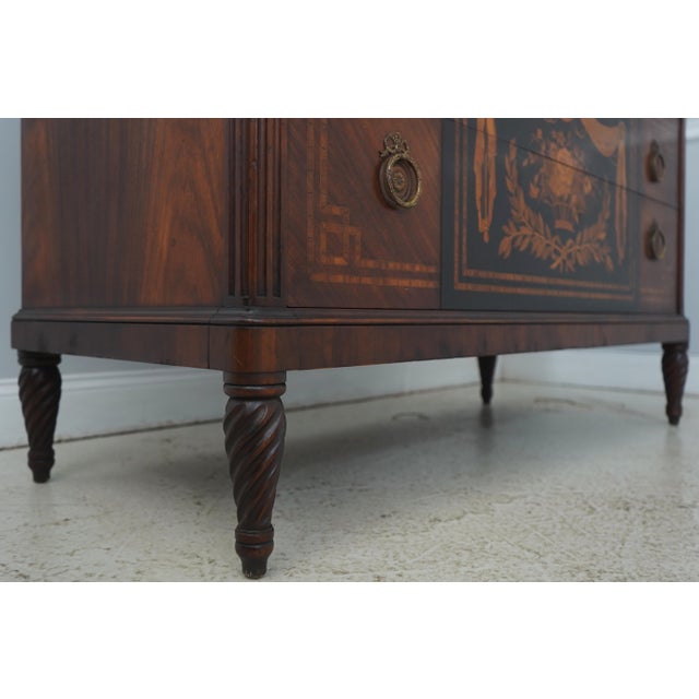 Vintage Neoclassical Marble Top Inlaid Dresser For Sale - Image 13 of 18