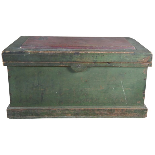 1906 Antique Pine Carpenters Tool Chest Trunk Strong Box Disston Saws  Planers | Chairish