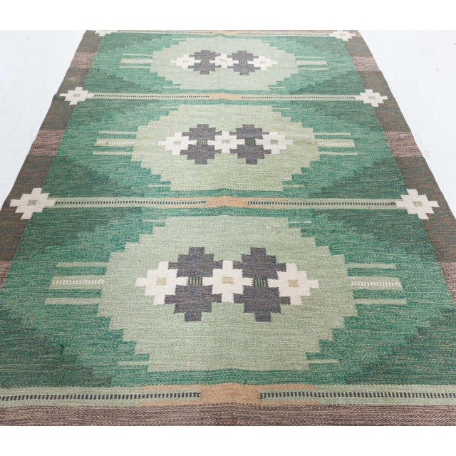 1950s Doris Leslie Blau Vintage Swedish Flat Weave Rug by Ingegerd Silow For Sale - Image 5 of 9