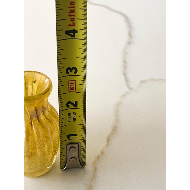 Glass 1970s Pair of Small Gold Budvases- Mouth Blown One of a Kind For Sale - Image 7 of 9