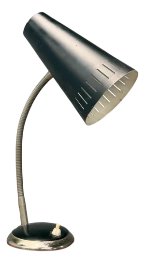 Swedish Modern, Black Lacquered Metal, Adjustable Desk Lamp, Sweden, 1950s