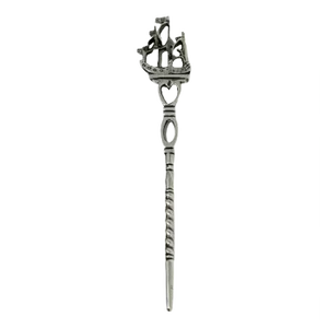19th Century Dutch Silver Pipe Stopper with Ship
