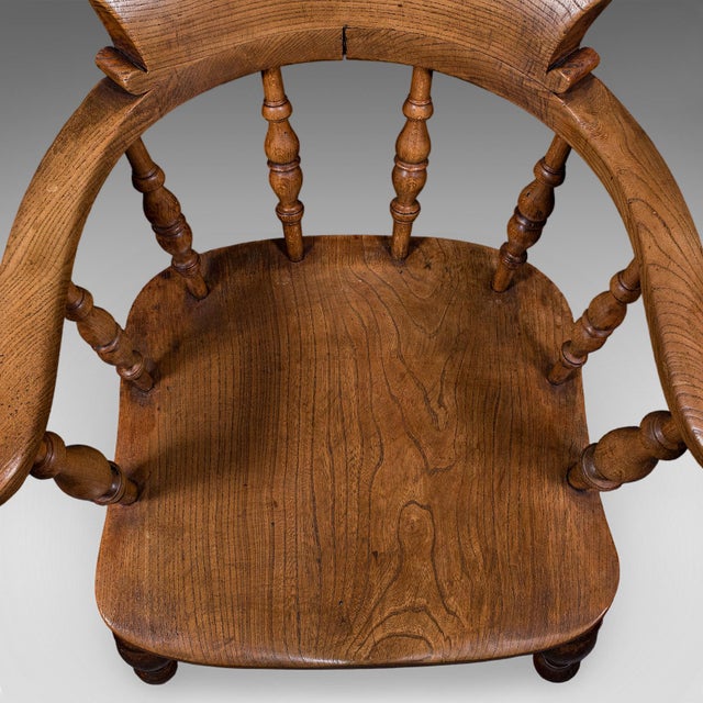 Pair of Antique Country House Captain's Chairs, English, Smoker's Bow, Victorian For Sale - Image 9 of 12