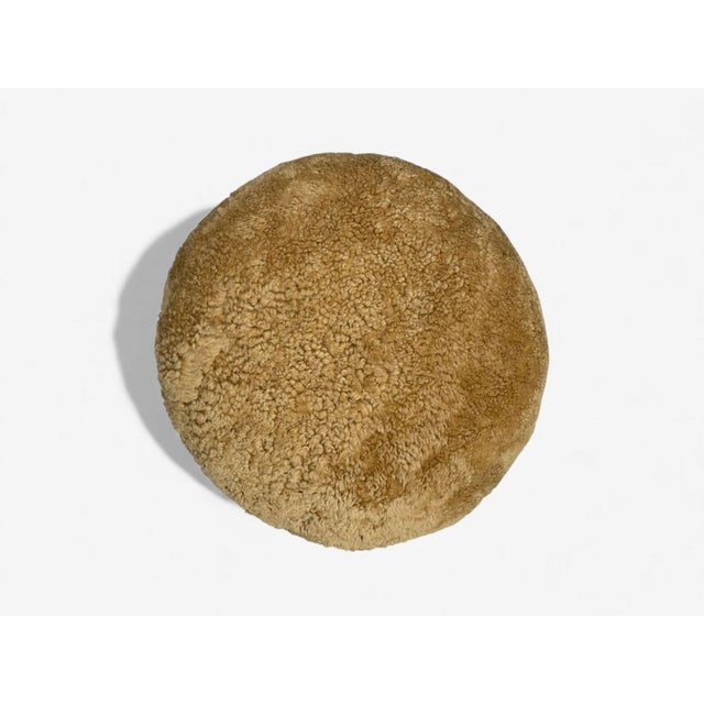 Danish Modern Style, Honey Sheepskin, Maple, Shearling Footstools, Usa, 21st C. For Sale - Image 10 of 10