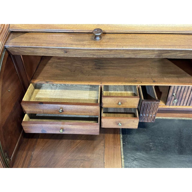Louis XVI Roll-Top Desk in Mahogany and Walnut with Cloverleaf Locks For Sale - Image 9 of 18