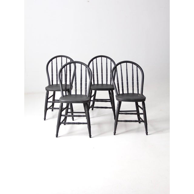 Vintage Black Spindle Back Chairs Set Of 4 Chairish