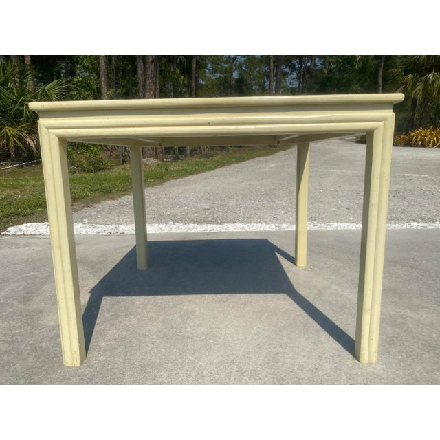 Vintage Coastal Boho Beige Rattan Dining Table and 4 Chippendale Chairs - Set of 5 For Sale - Image 12 of 13