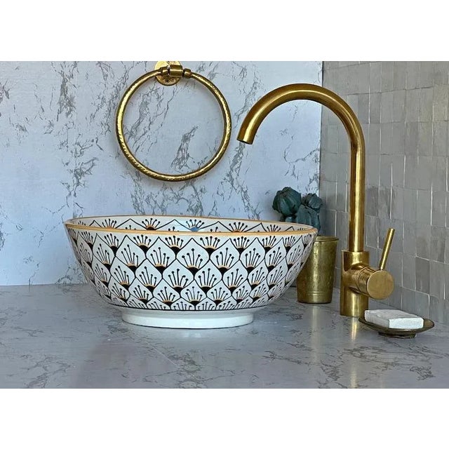 Moroccan Moroccan Ceramic Sink for Bathroom Handmade For Sale - Image 3 of 6