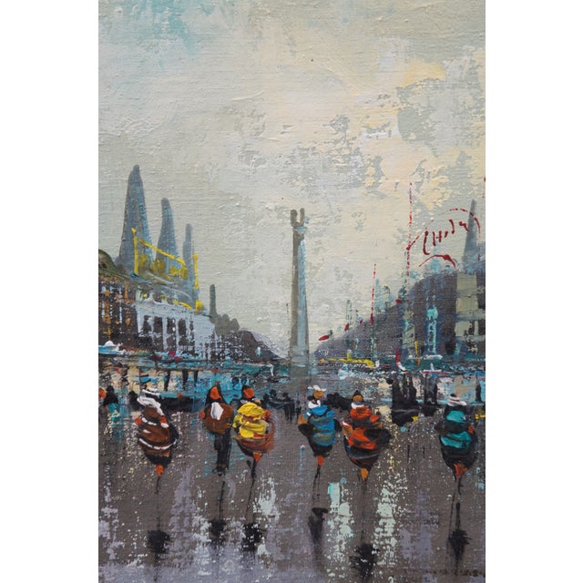 Mid 20th Century E Vitti Paris French Impressionist Paris Street Scene Cityscape Oil Painting For Sale - Image 6 of 10
