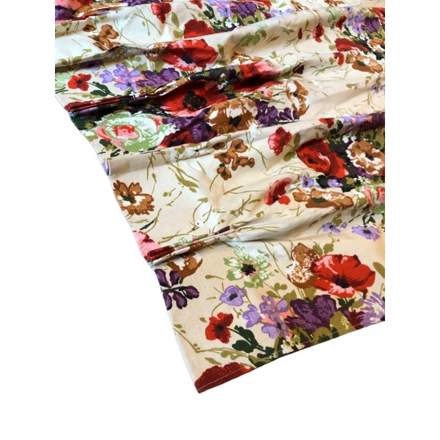 Vintage 1970’s Floral Classic Pleated Curtain Drapes Set of 2 Nostalgic Mad Men Vibe For Sale - Image 9 of 12