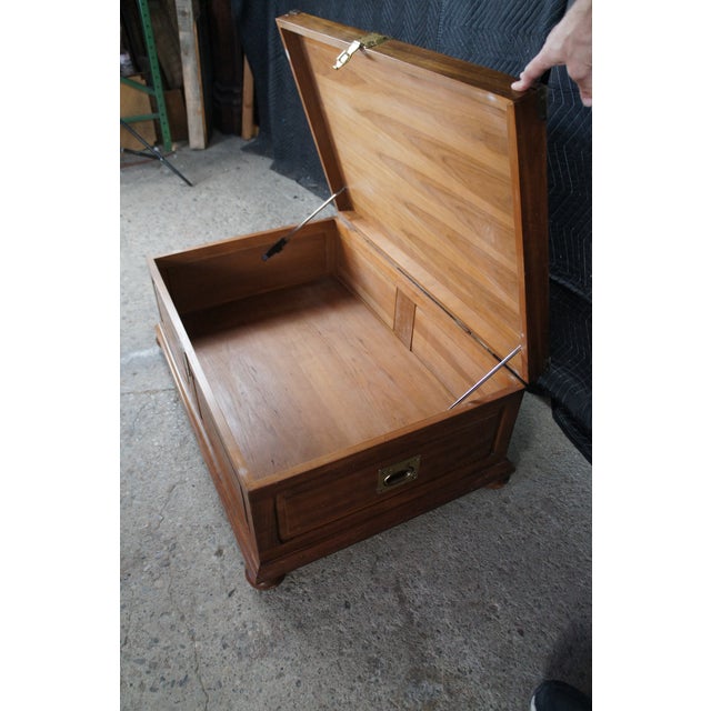 Brown 20th Century British Colonial Campaign Style Cherry Coffee Table Blanket Chest For Sale - Image 8 of 13