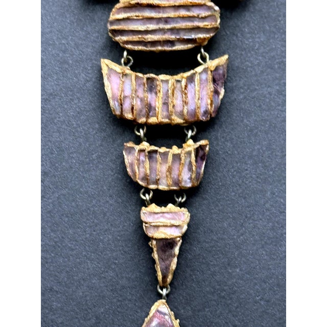 Glass French Articulate Talosel Brooch with Glass Inlay by Line Vautrin Branded For Sale - Image 7 of 9