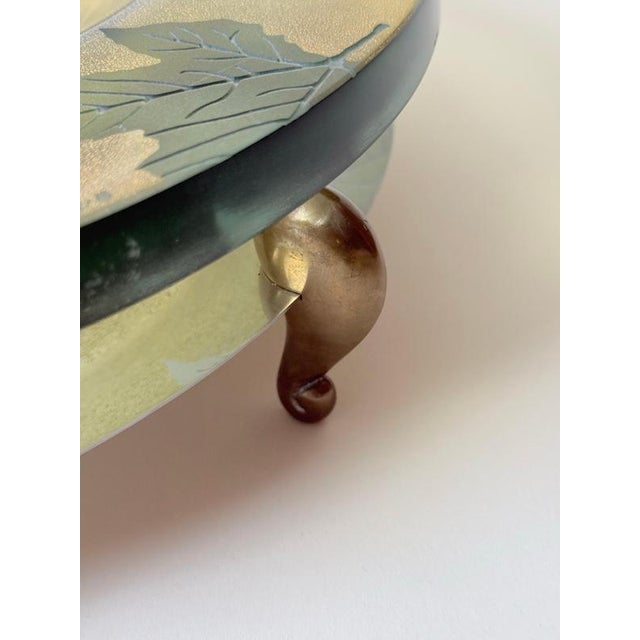 Large Art Glass Centerpiece Bowl with Brass Stand, 2000 For Sale - Image 15 of 18