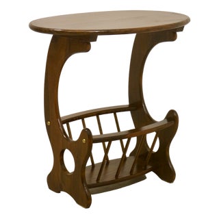 Wooden Living Room Coffee Table with Magazine Storage Rack, 1970s For Sale
