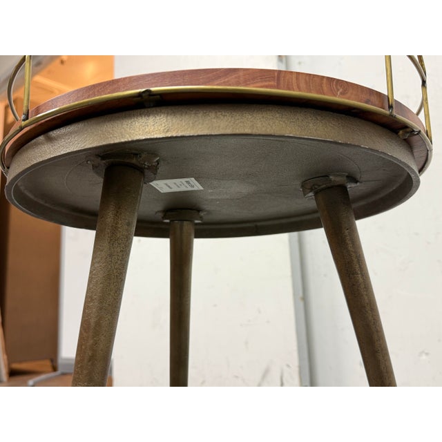 West Elm Casted Tripod Round Side Table + Tray For Sale - Image 11 of 12