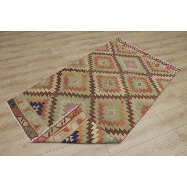 1970s Southwestern Brown Hand Knotted Kilim For Sale In Sacramento - Image 6 of 13