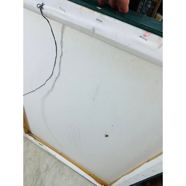 Green Large Vintage Oil on Canvas Painting For Sale - Image 8 of 8