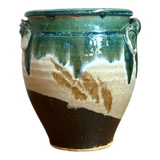 Vintage Drip Glaze Pottery Vase For Sale