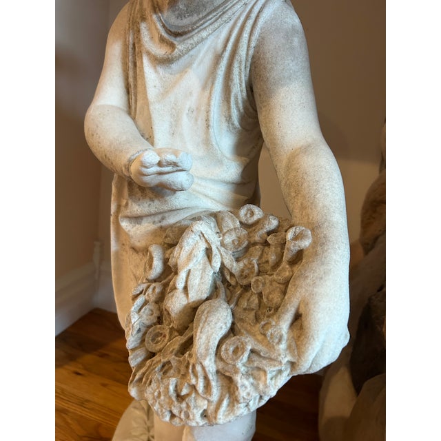 Stone Emil Wolff Carved Marble Child Young Girl Flower 1800s Sculpture For Sale - Image 7 of 13