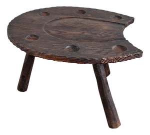 Brutalist Hand-Carved Horse-Shoe Shaped Coffee Table, 1960s