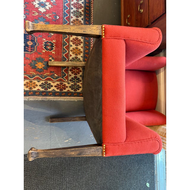 1900s Antique Woven Wool Wingback Chair For Sale - Image 9 of 9