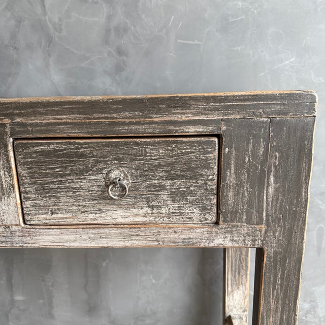 Vintage Elm Console With Patina Finish and 4 Drawers For Sale In Los Angeles - Image 6 of 14