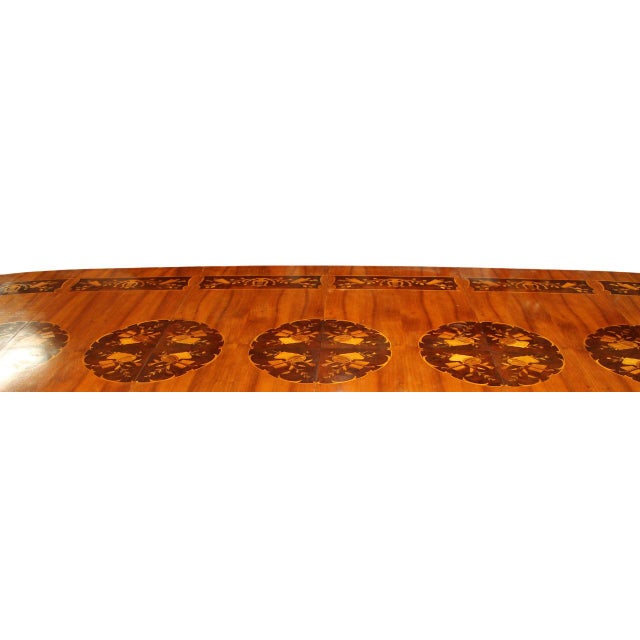 1950s 1950's Italian Marquetry Oval Dining Table With Musical Inlay & Extension Leaves For Sale - Image 5 of 10