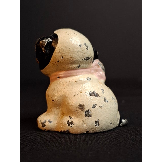 White Antique Hubley Cast Iron Puppo Dog Coin Bank & Miniature Figure Set Grace Drayton For Sale - Image 8 of 17