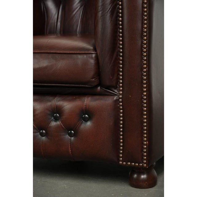 English Cowhide Chesterfield Club Lounge Chair For Sale - Image 11 of 13