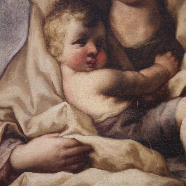 Italian Artist, Madonna with Child, 1680, Oil on Canvas For Sale - Image 7 of 16