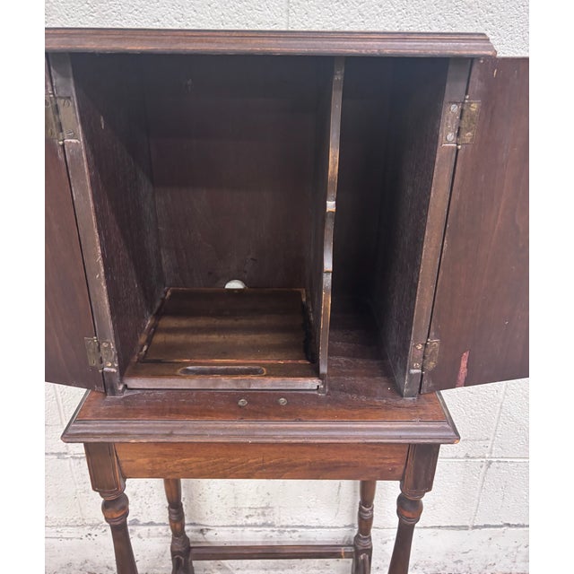 Wood Antique C. 1920 Tudor Revival Walnut Silver / Jewelry / Collector Cabinet For Sale - Image 7 of 12