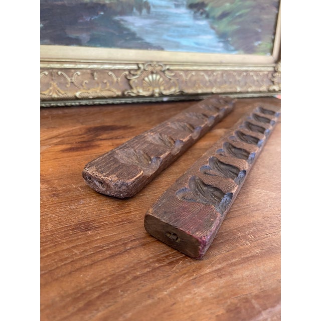 Wood Likely Antique Dutch Carved Wood Molding Samples With Botanical Motifs, Set of Two From Kunsthandel De Luifel Hilversum. For Sale - Image 7 of 10