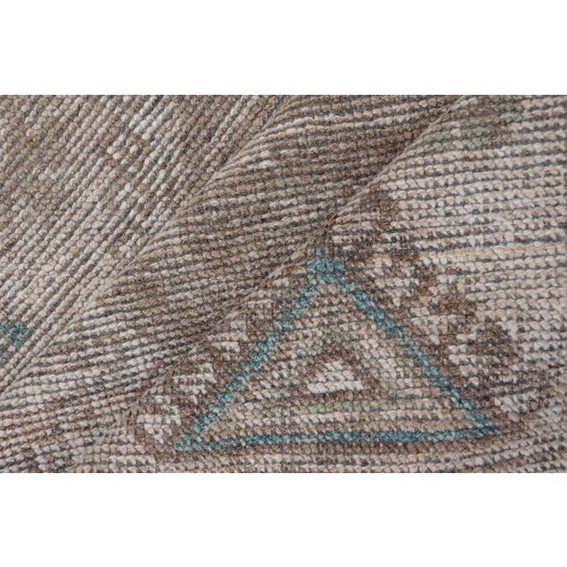 Long Vintage Turkish Oushak Runner With Soft Taupe, Sand, and Pale Teal For Sale - Image 14 of 14