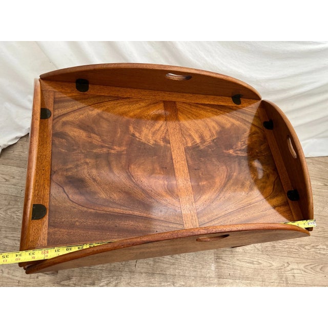 Vintage Heritage Henredon Butler's Tray Oval Cocktail Table Flame Mahogany For Sale - Image 12 of 15