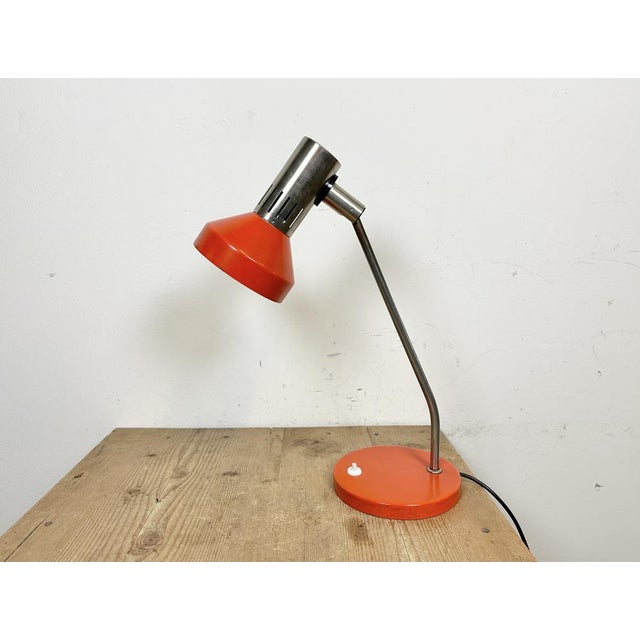 Industrial Vintage Orange East German Table Lamp from Aka Electric, 1970s For Sale - Image 3 of 18