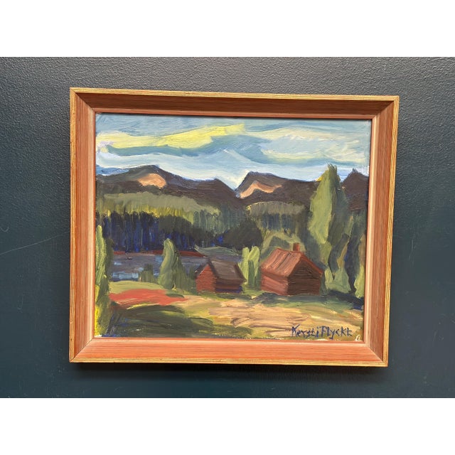 Kerstin Flyckt, Mountain Landscape, 1960s, Oil on Panel, Framed For Sale - Image 16 of 18