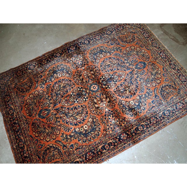 1920s 1920s, Handmade Antique Persian Sarouk Rug 3.2' X 5.3' For Sale - Image 5 of 7