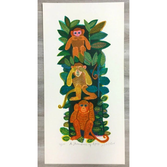 Mid Century Modern Unframed Shrewdness of Apes Judith Bledsoe Signed Lithograph For Sale In Detroit - Image 6 of 6