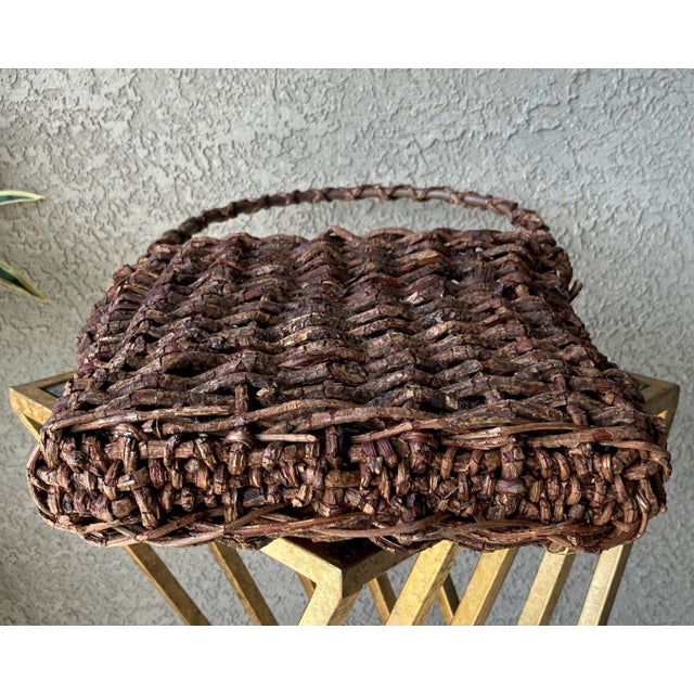 Mid 20th-Century Rustic Chic Handwoven Natural Willow Wall Pocket For Sale - Image 10 of 13
