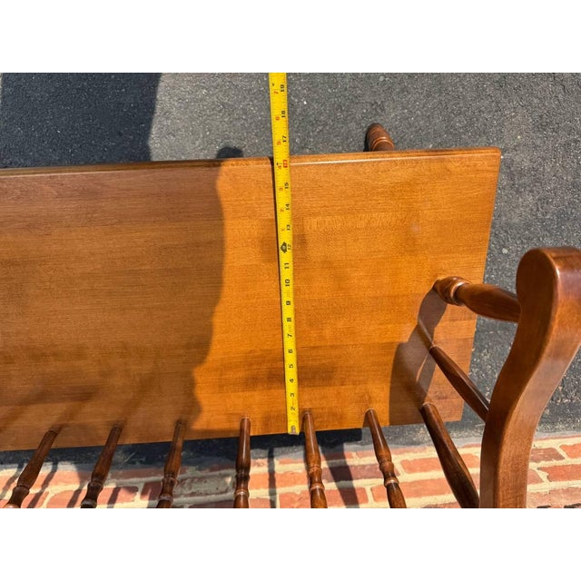 Vintage Early American Colonial Windsor Style Spindle Back Bench For Sale - Image 15 of 15
