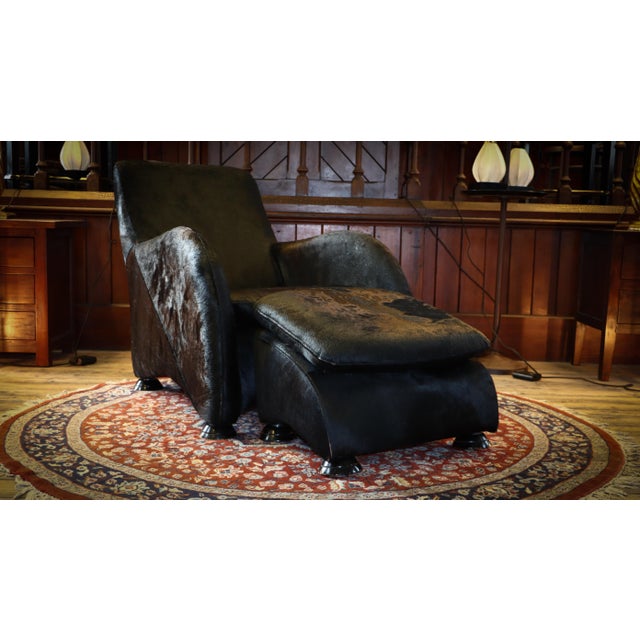 Sole Armchair and Ottoman in Black Pony Hide Leather from Stone International, 2010s For Sale - Image 12 of 16